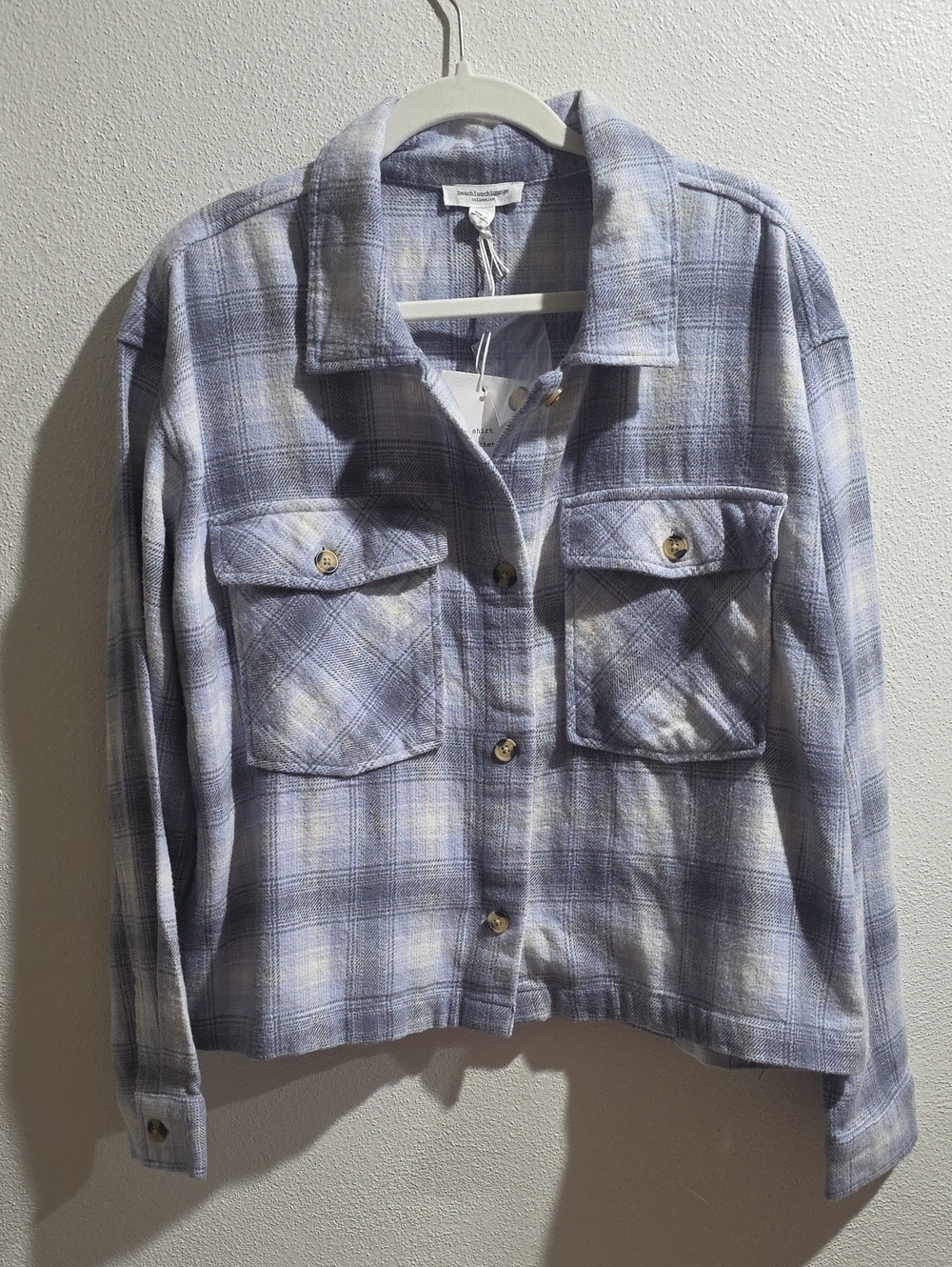 NWT Beach Lunch Lounge Soft Cotton Cropped Flannel Shacket